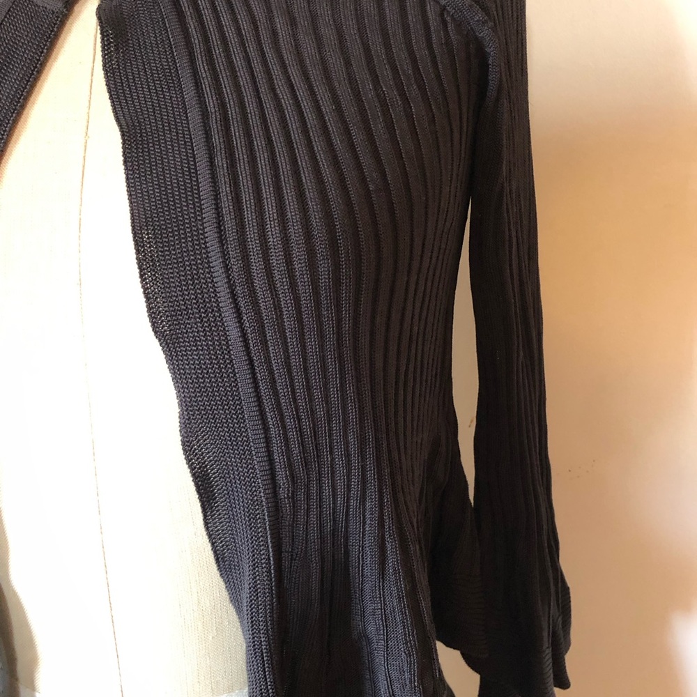 Women’s Black Ribbed Single-Button Cardigan - Picture 10 of 11